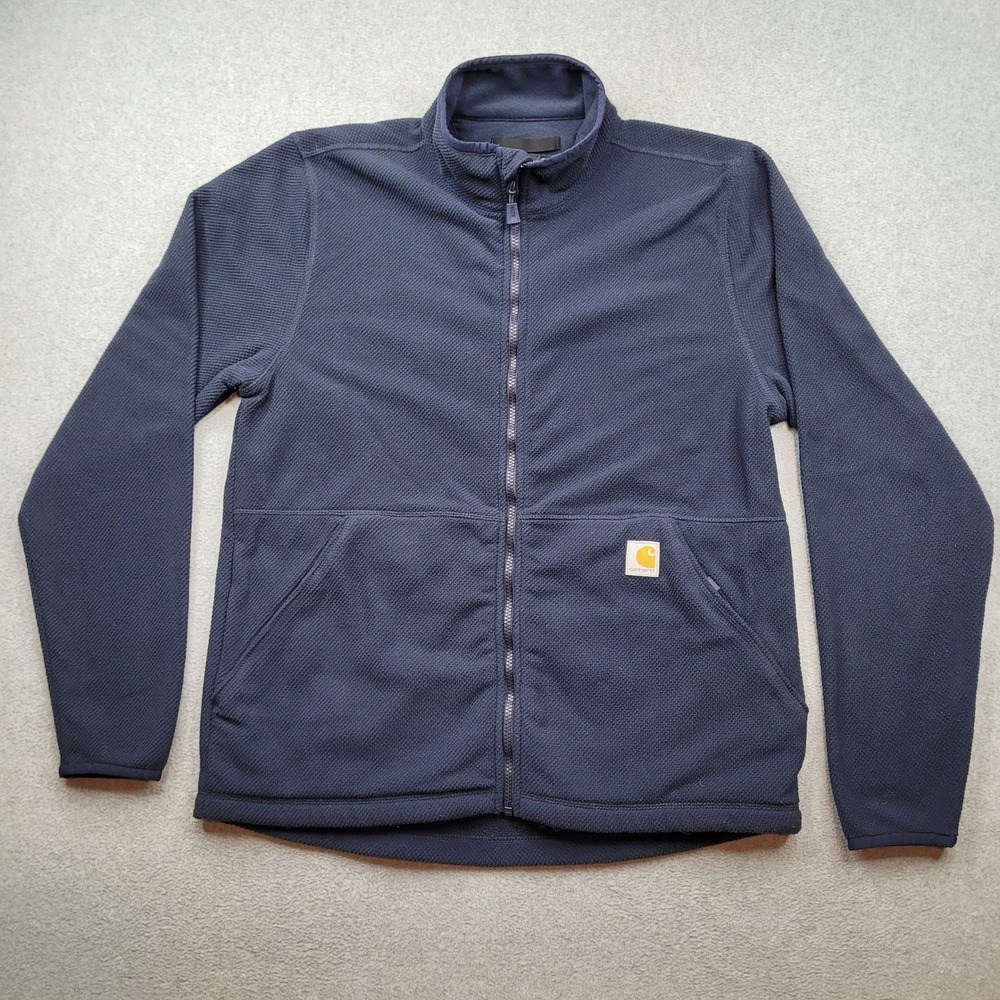 Carhartt Fleece Jacket Mens Medium Navy Blue Relaxed Fit Full Zip OJ6416